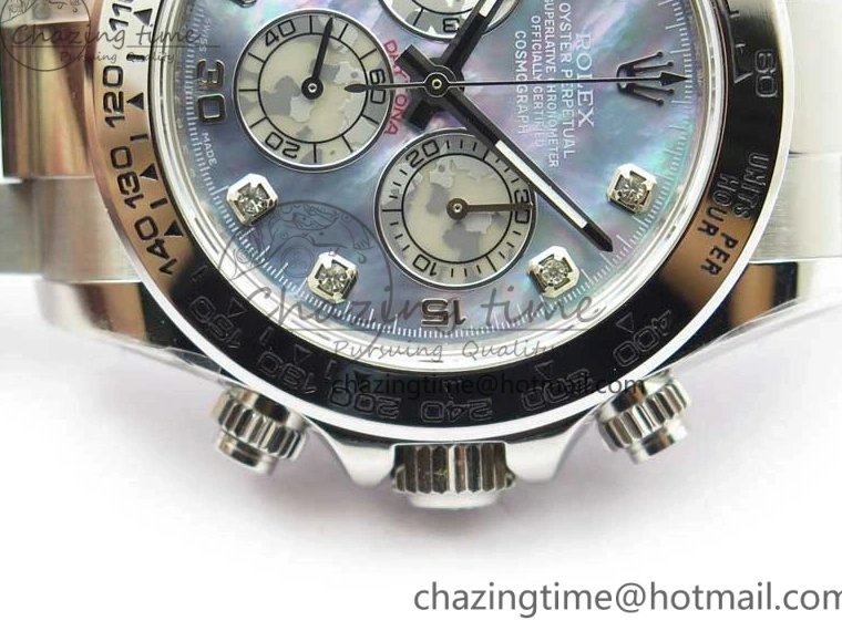 MiroTime 0319 TechFriendly Daytona 116520 SS UBF Best Edition Ice Blue MOP Crystal Markers Dial on SS Bracelet A 2938